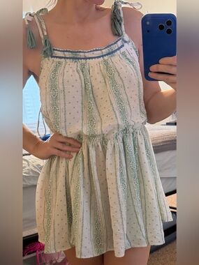 Easel Boho Cottagecore Tiered Tank Top with Tassel Detail, Oversized Medium